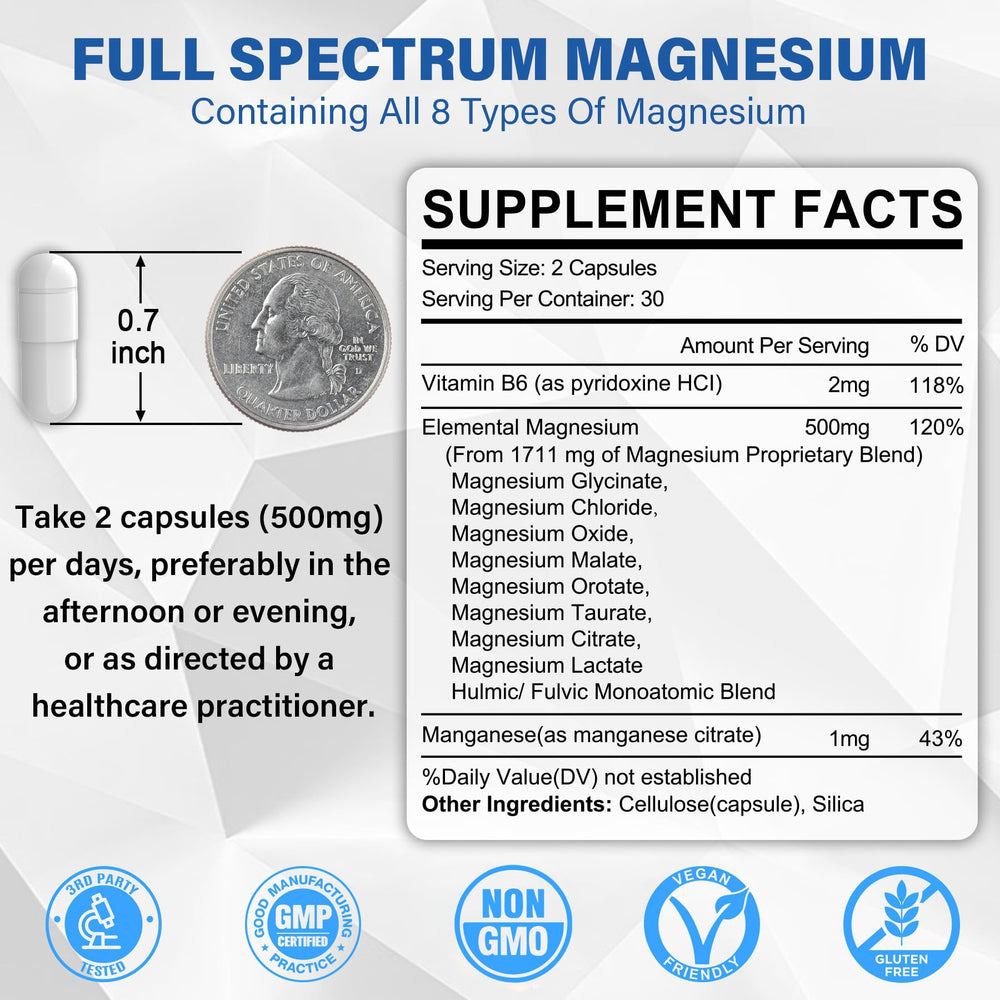 EnvyCure Magnesium Complex bottle label emphasizing vegan capsules and non-GMO formulation.