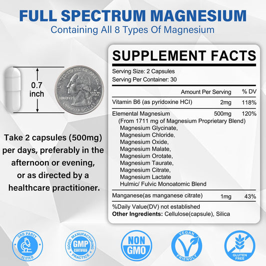 EnvyCure Magnesium Complex bottle label emphasizing vegan capsules and non-GMO formulation.