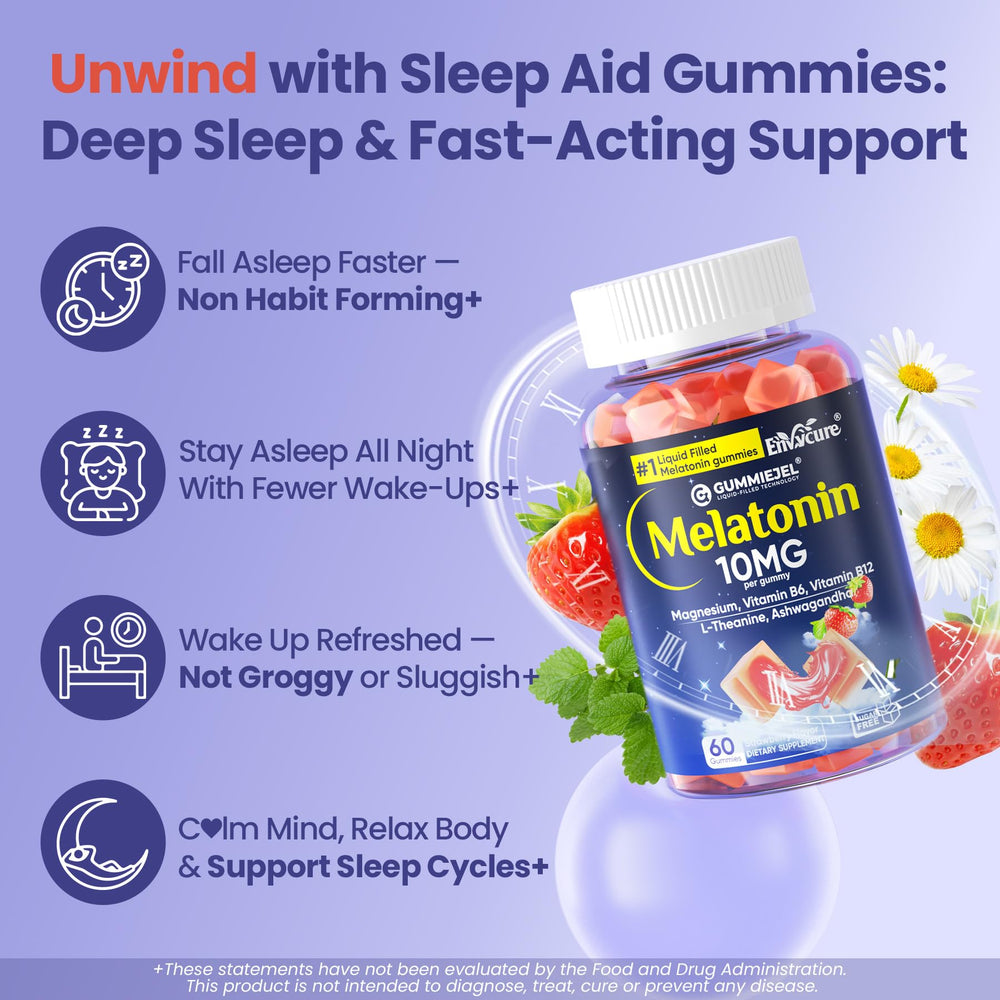 EnvyCure Melatonin Gummies texture close-up showing chewy consistency