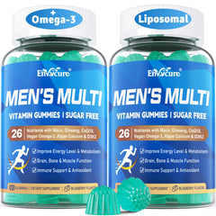 EnvyCure methylated men's multivitamin gummies bottle for daily nutritional support—supports energy and immune health
