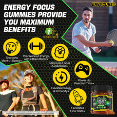 EnvyCure Neuro-Balanced Energy Gummies label emphasizes coffee flavor and clean ingredients