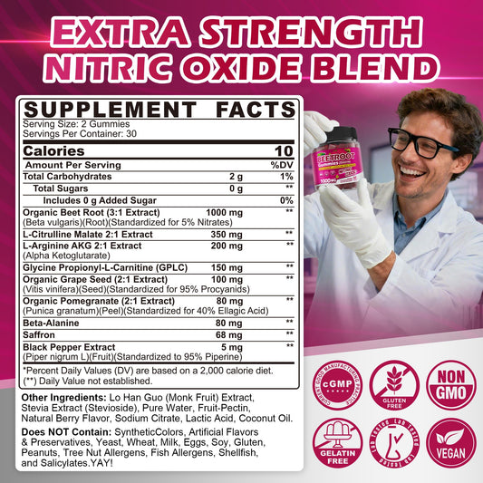 EnvyCure label close-up emphasizes natural nitrates for nitric oxide potential.