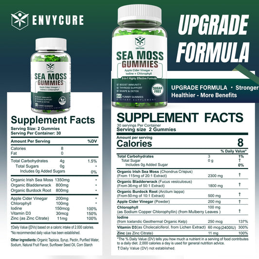 EnvyCure Sea Moss Gummies 2-pack packaging for convenient daily immune support.