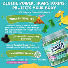 EnvyCure Zeolite Detox gummies closeup with berry flavor and chewy texture