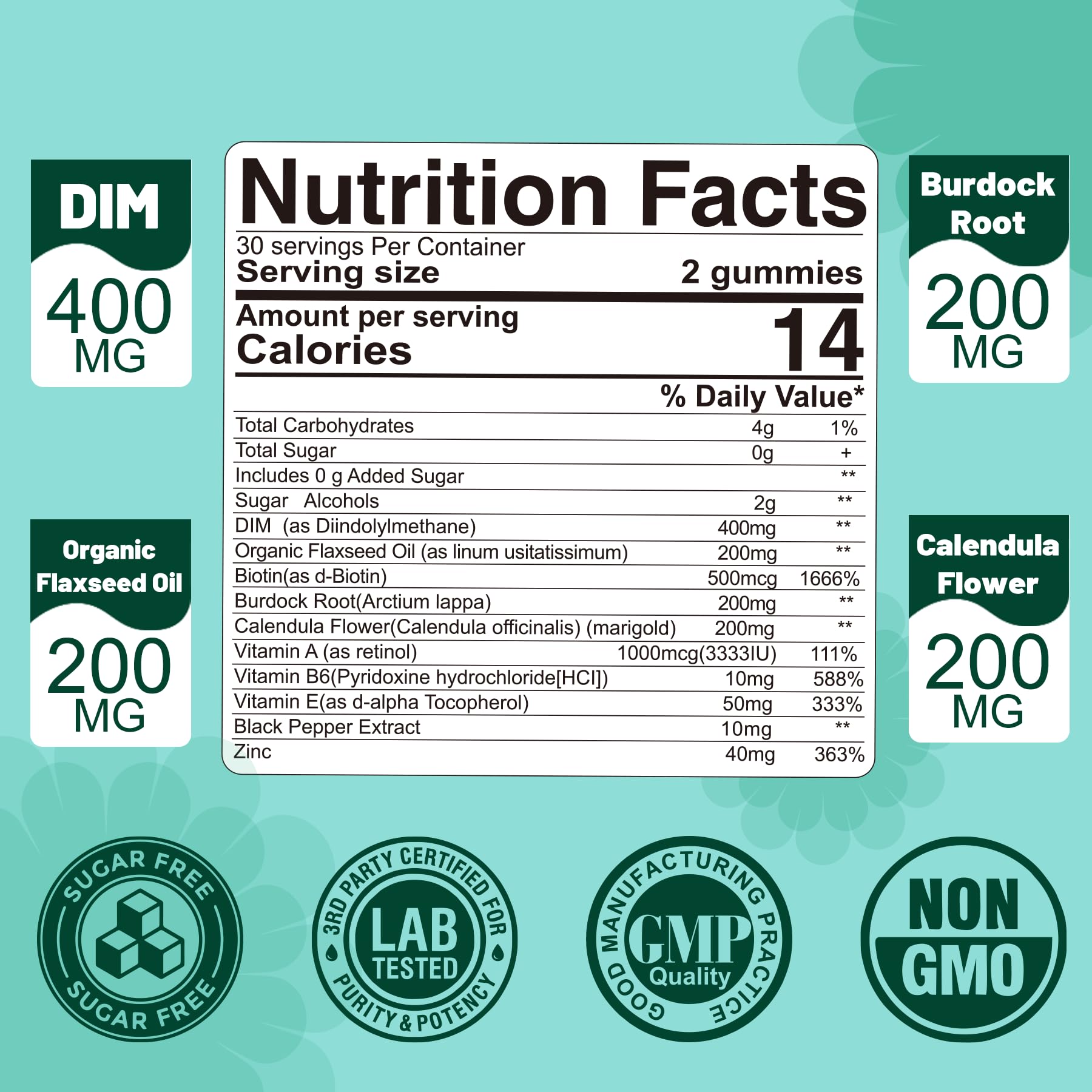EnvyDeal DIM bottle back with ingredients and usage details for transparency