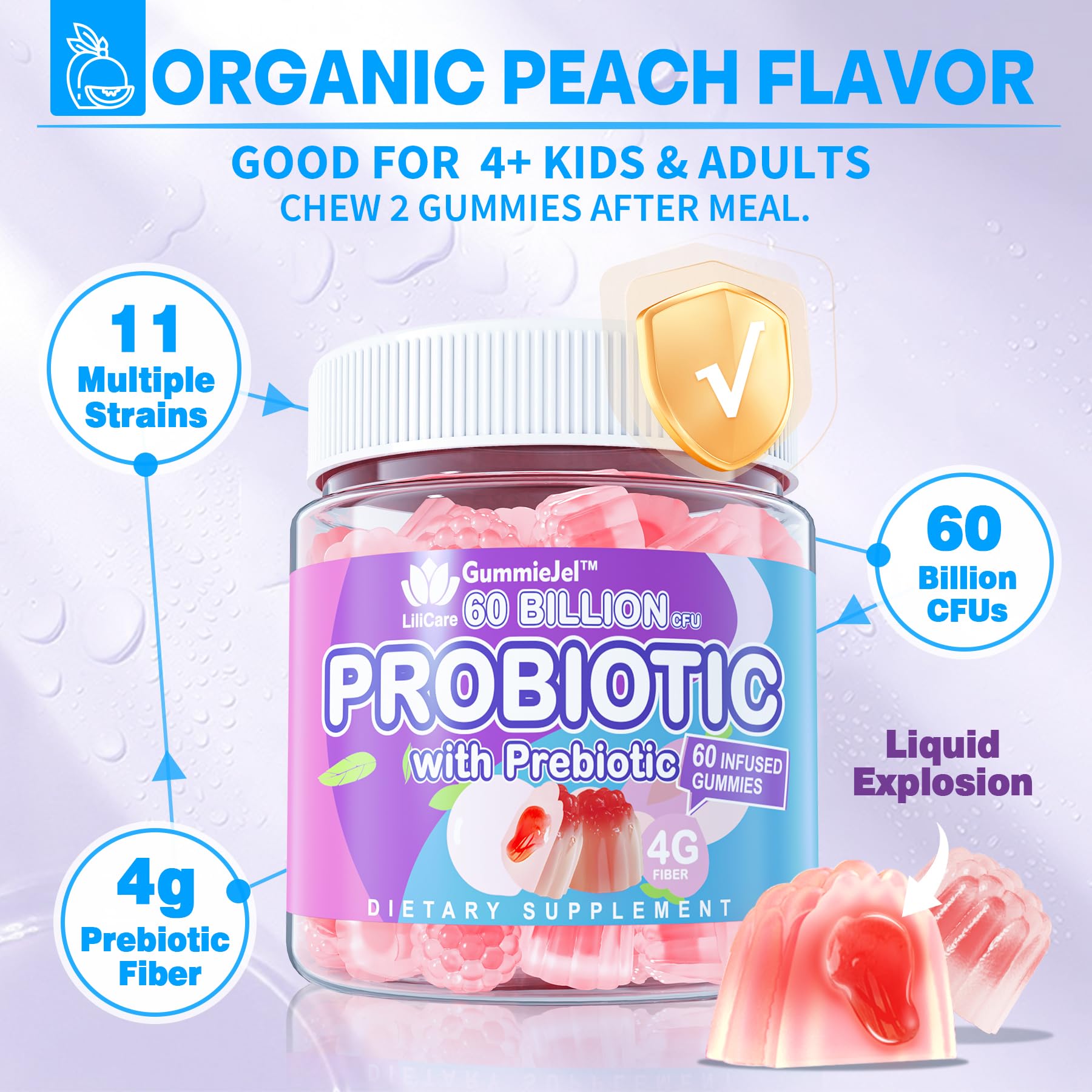 EnvyDeal GummieJel encapsulation cross-section showing probiotic protection