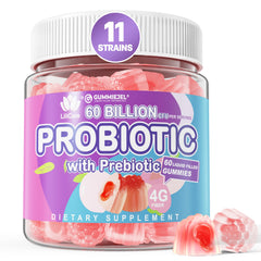 EnvyDeal probiotic gummies bottle with labels, implying daily digestive balance.