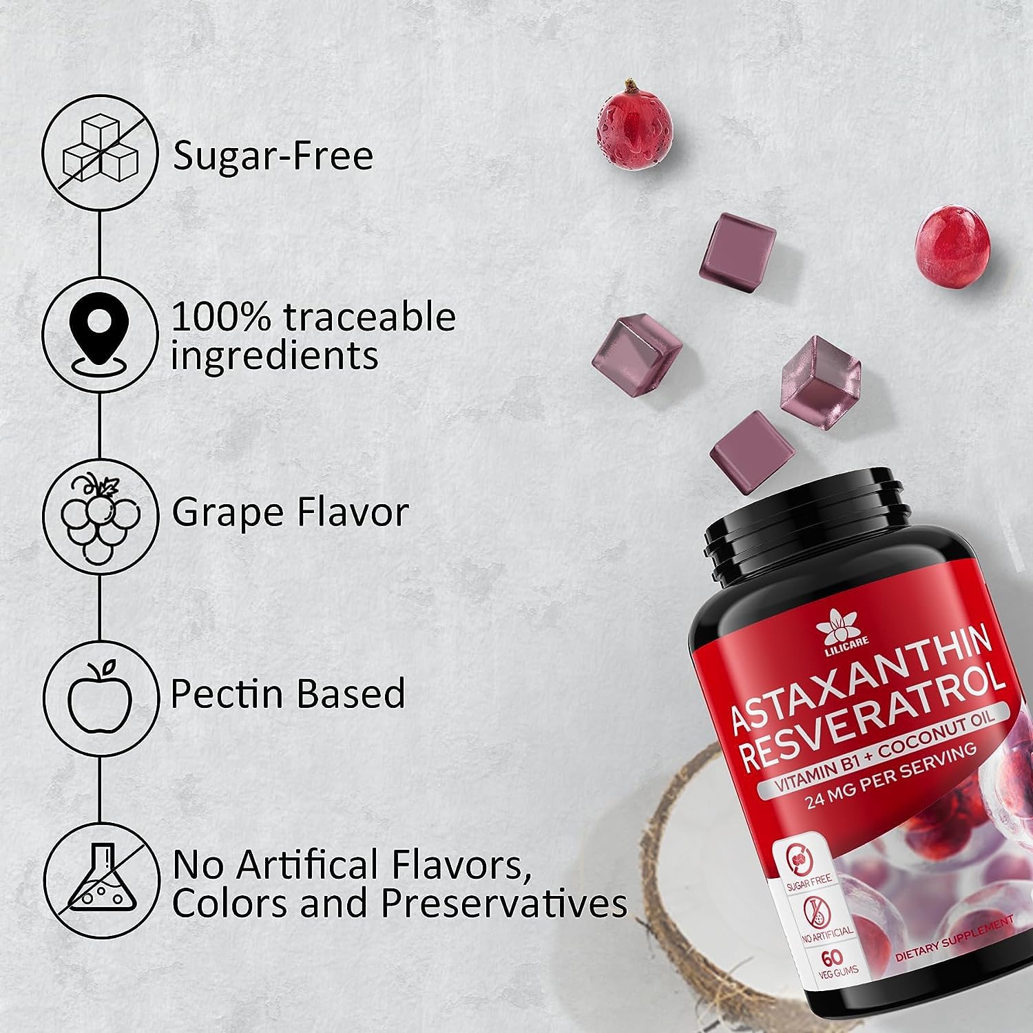 EnvyDeal Sugar-free gummies close-up emphasizing a no-sugar formula.
