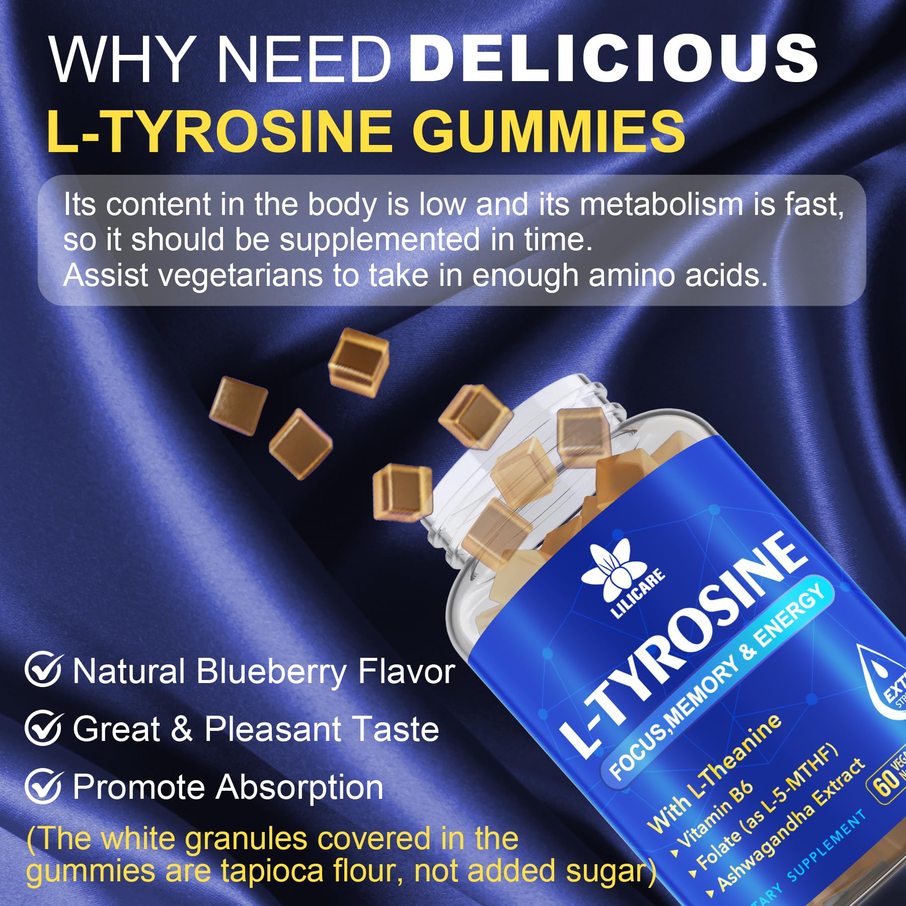 EnvyDeal Tyrosine Gummies Ashwagandha infusion for stress resilience