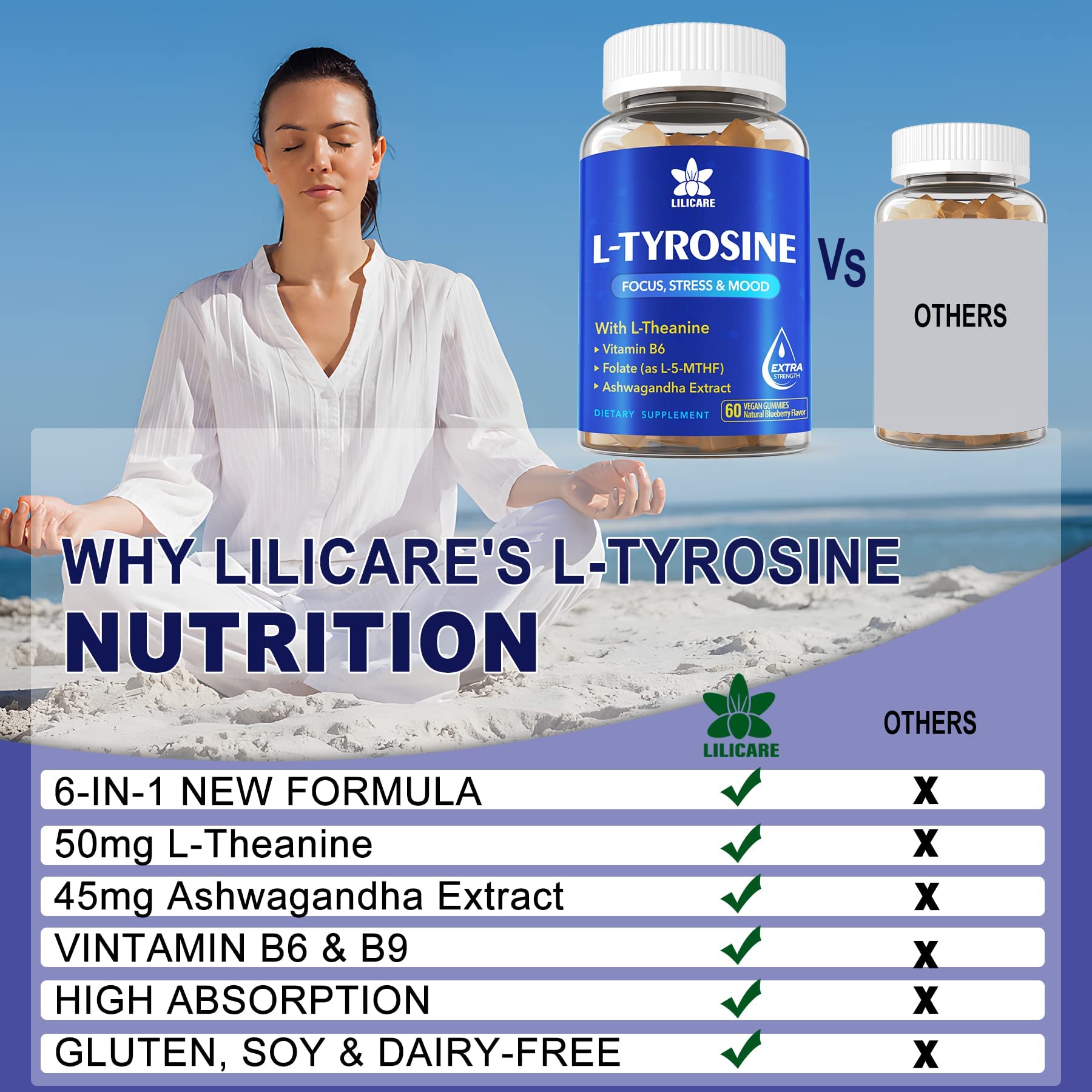 EnvyDeal Tyrosine Gummies vegan, non-GMO formulation for daily cognitive support