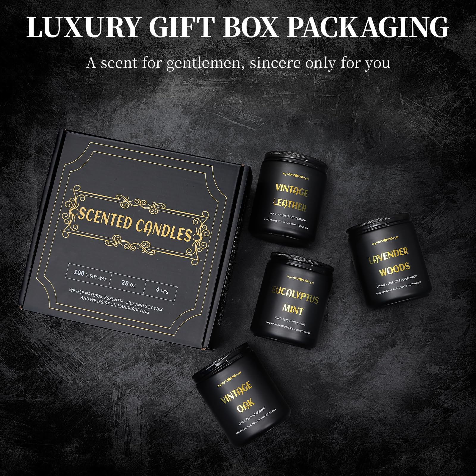 Enwhisco gift-ready candle set in black jars for thoughtful gifting.