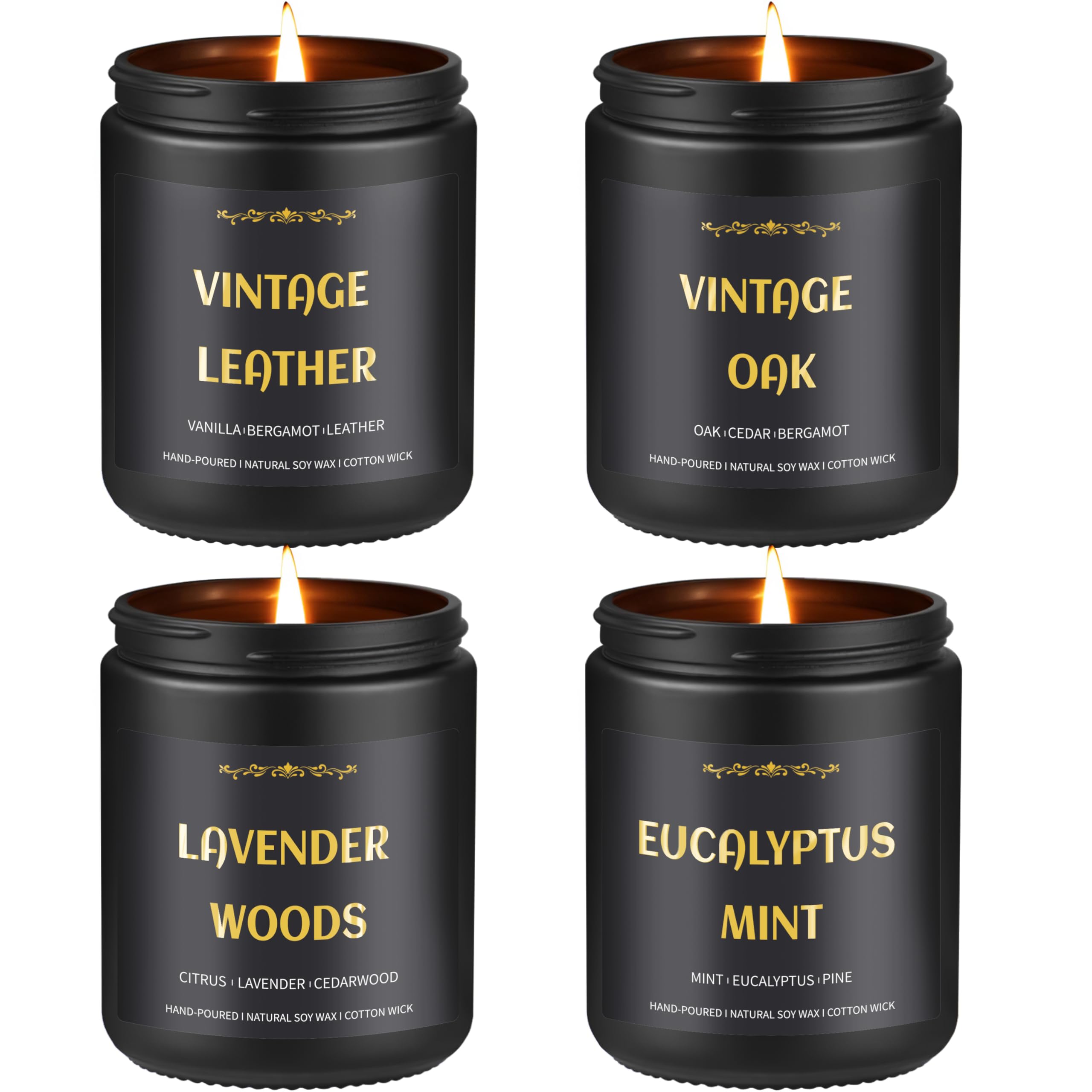 Enwhisco leather candle in a black jar enhances a study with refined aroma.