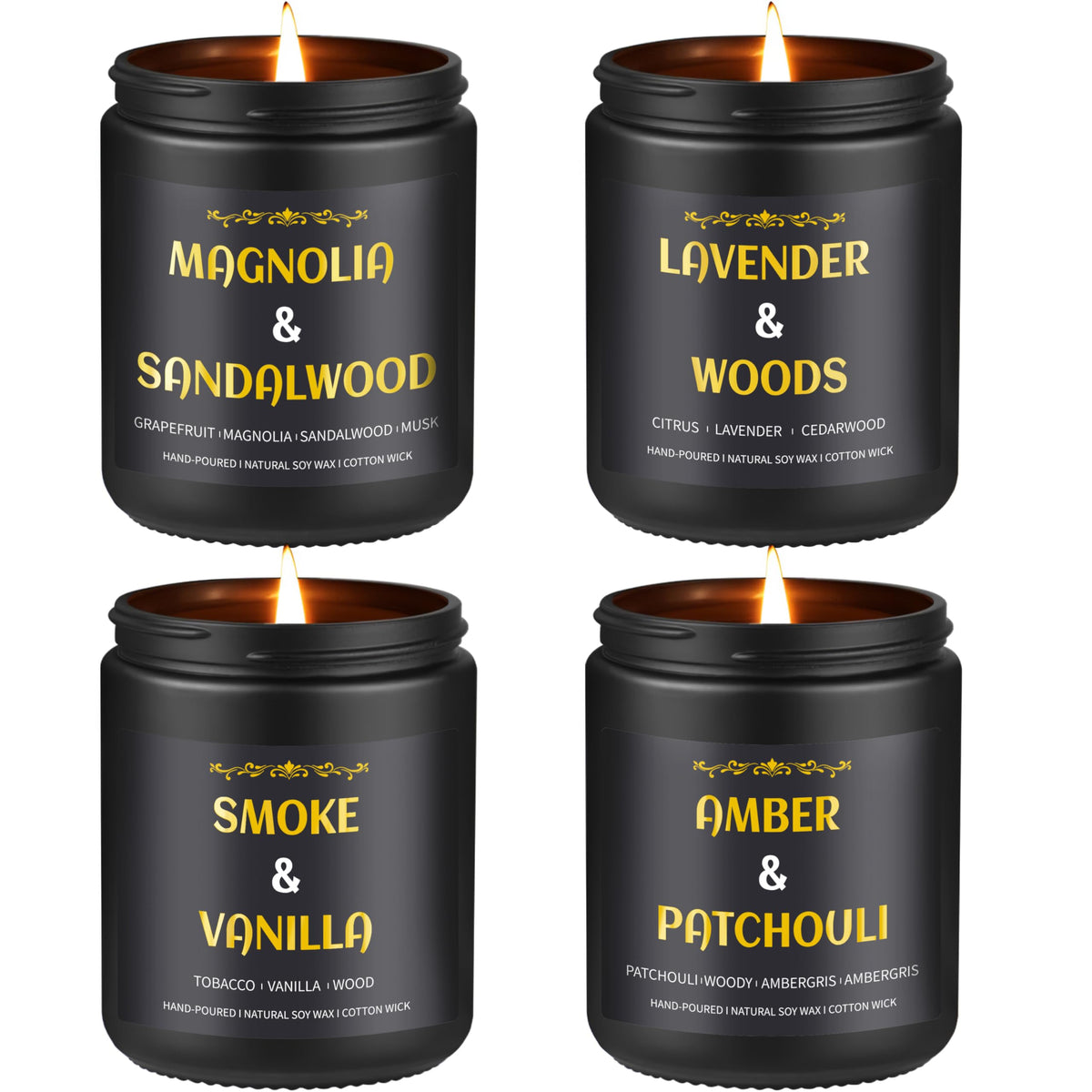Enwhisco scented candles for men lavender wood jar delivers calming aroma for focus