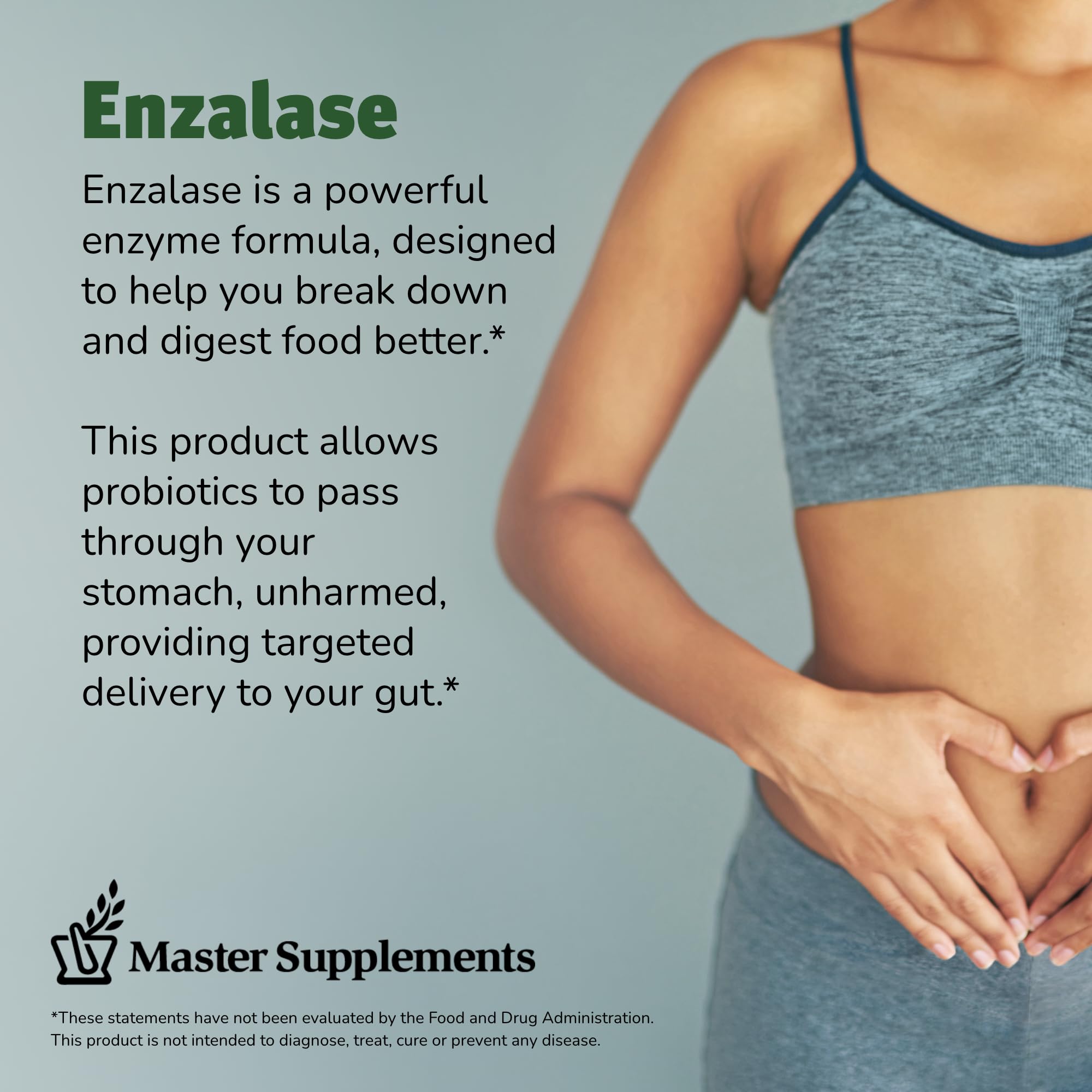 Enzalase probiotic-compatible bottle emphasizing gut support