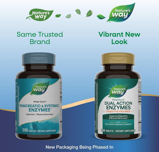 Enzymatic Therapy Mega-Zyme label close-up highlighting enzyme blend for better digestion