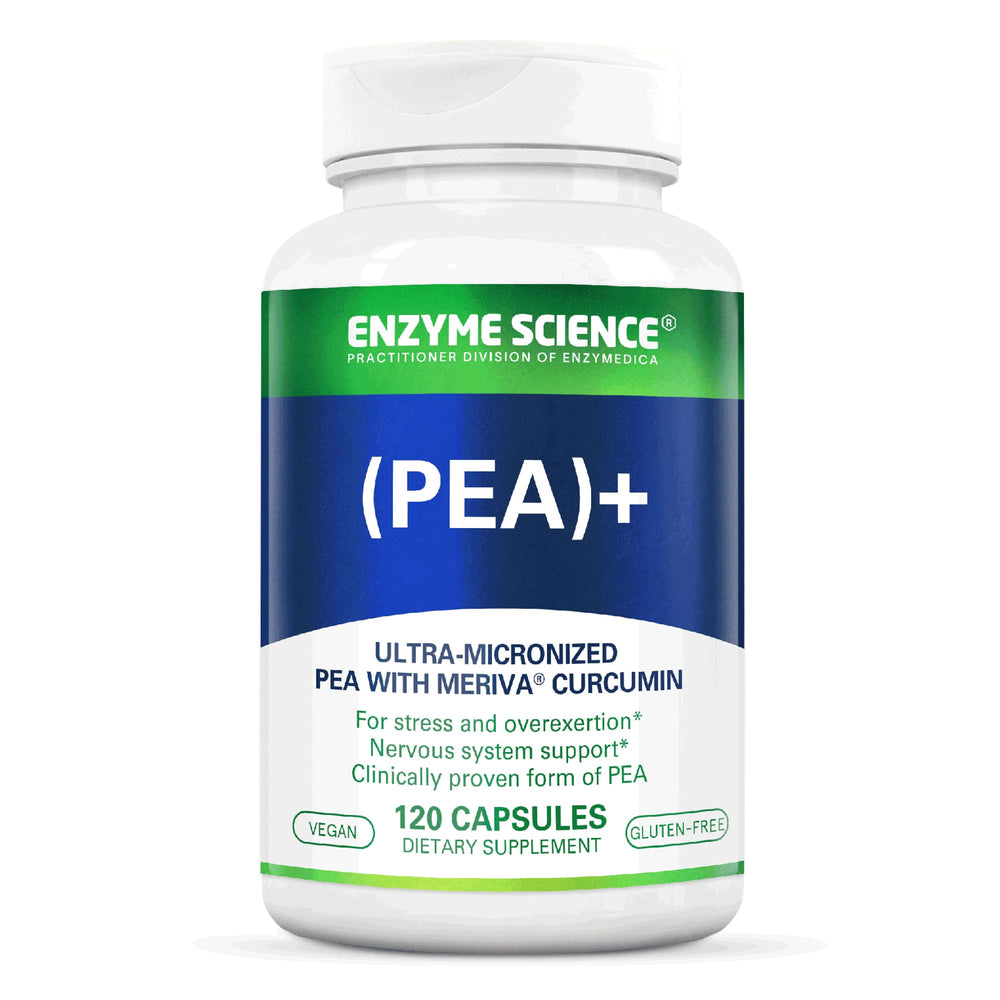 Enzyme Science Pea + Turmeric supplement bottle shown for daily physiological support.