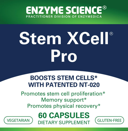 Enzyme Science Stem XCell Pro bottle label detailing NT-020 and ingredients