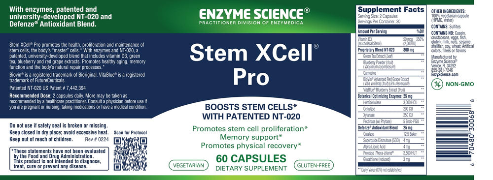 Enzyme Science Stem XCell Pro capsules ready for daily wellness routine