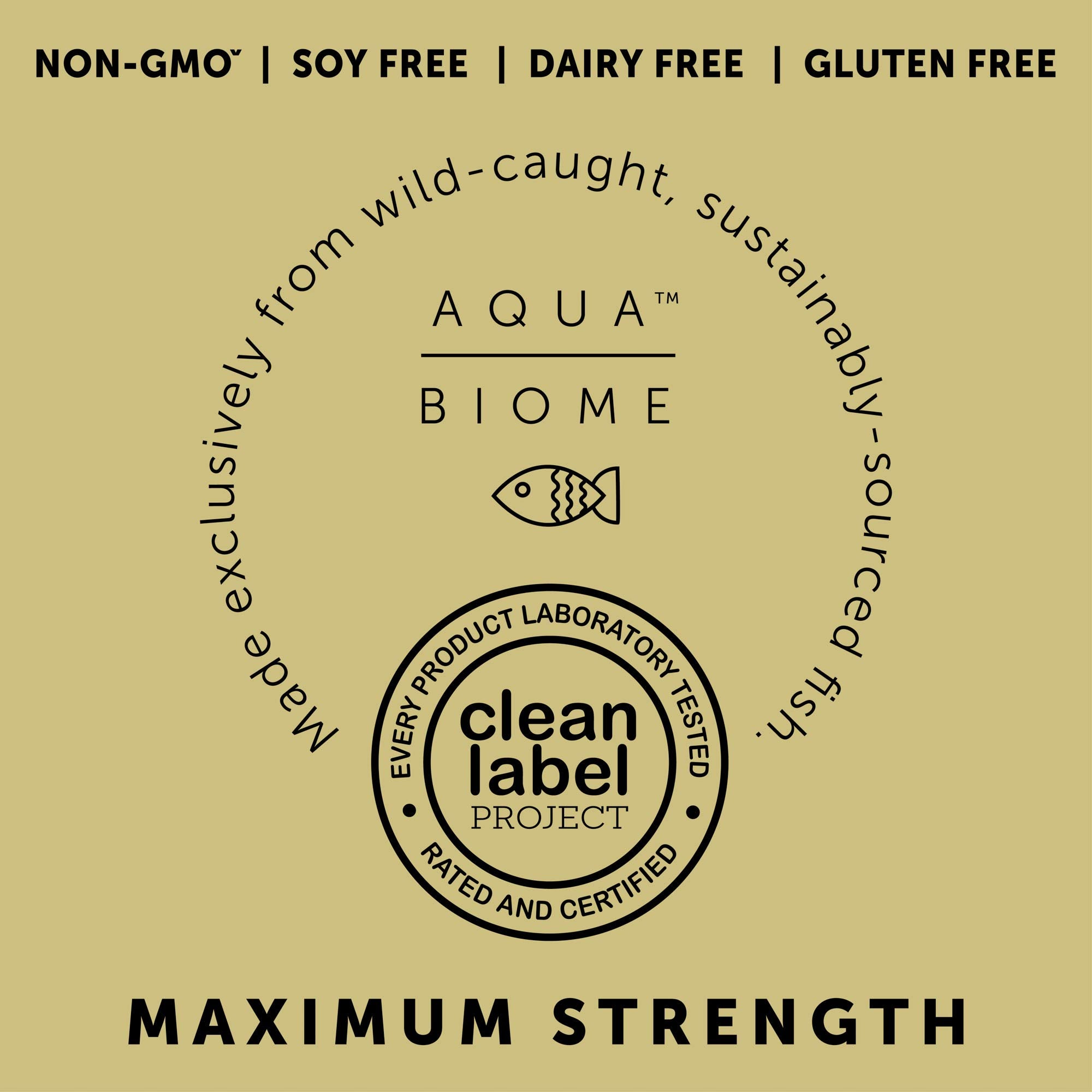 Clean Label Project certification seal on Aqua Biome Omega product