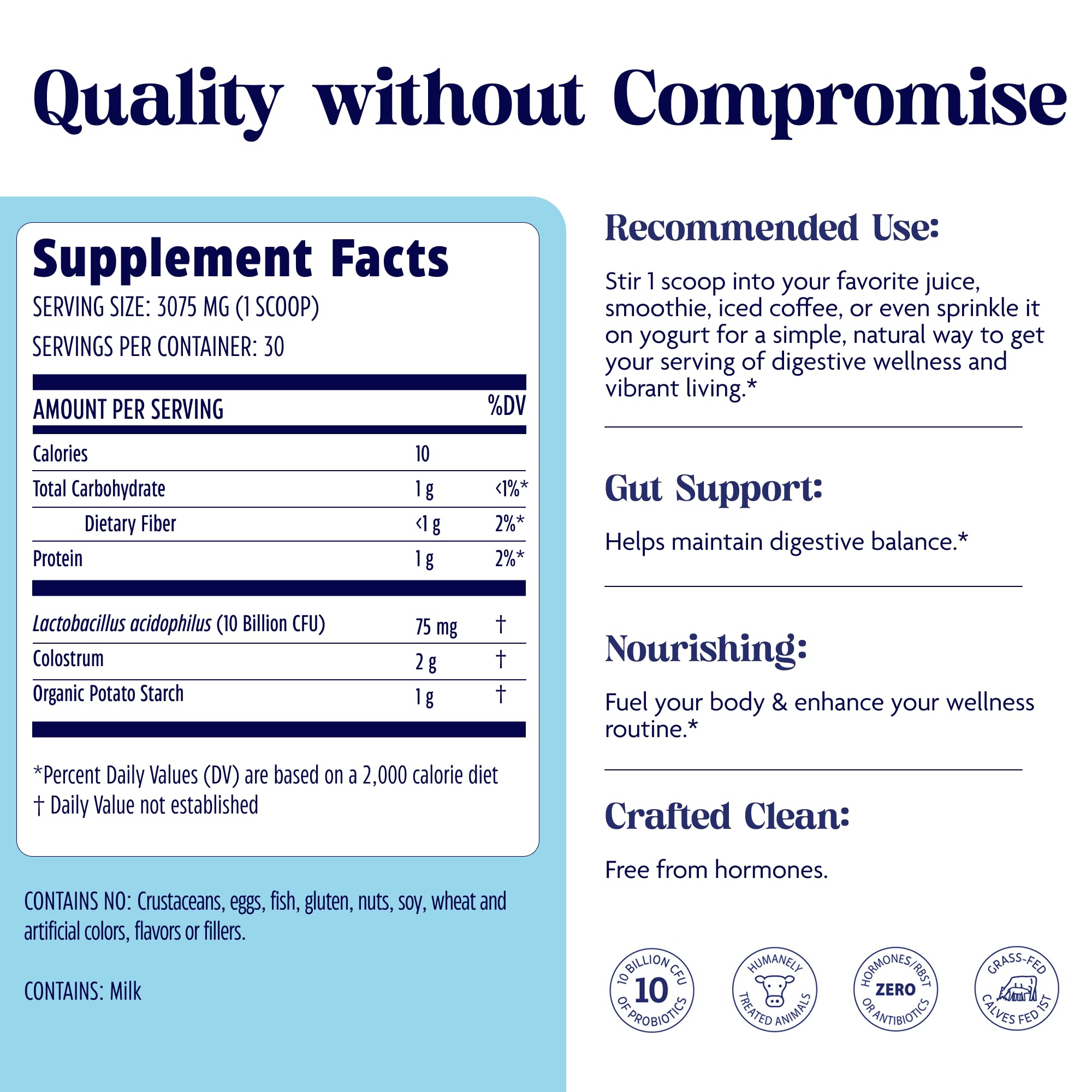 Enzymedica Colostrum Powder poured into liquid for easy mix