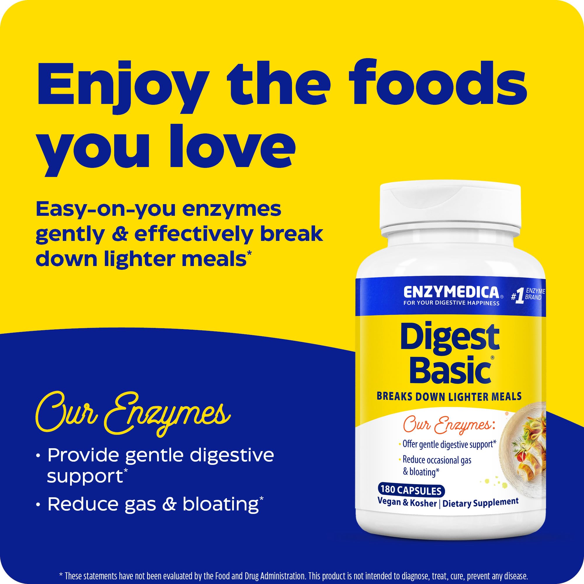 Enzymedica Digest Basic label close-up with vegan and allergen info