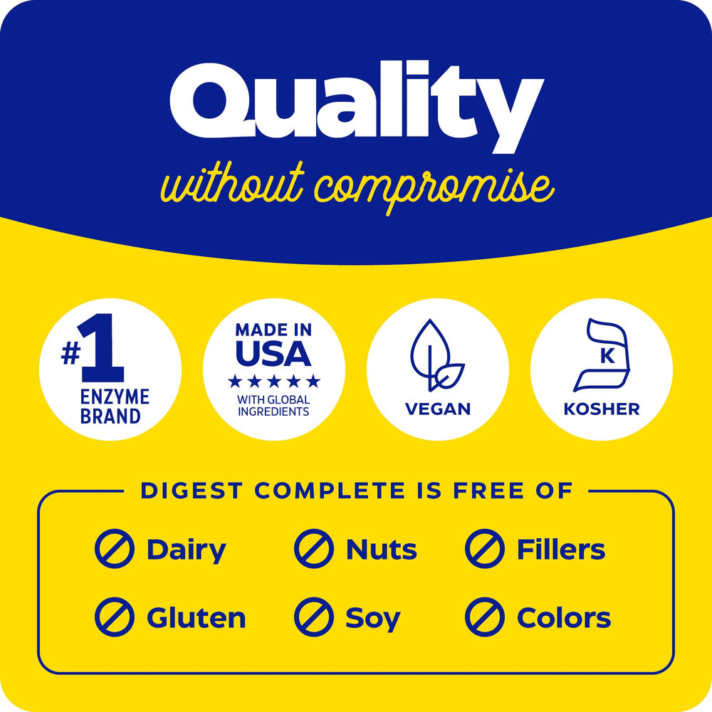 Kosher badge denotes quality standards for Enzymedica Digest Complete.