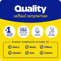 Kosher badge denotes quality standards for Enzymedica Digest Complete.