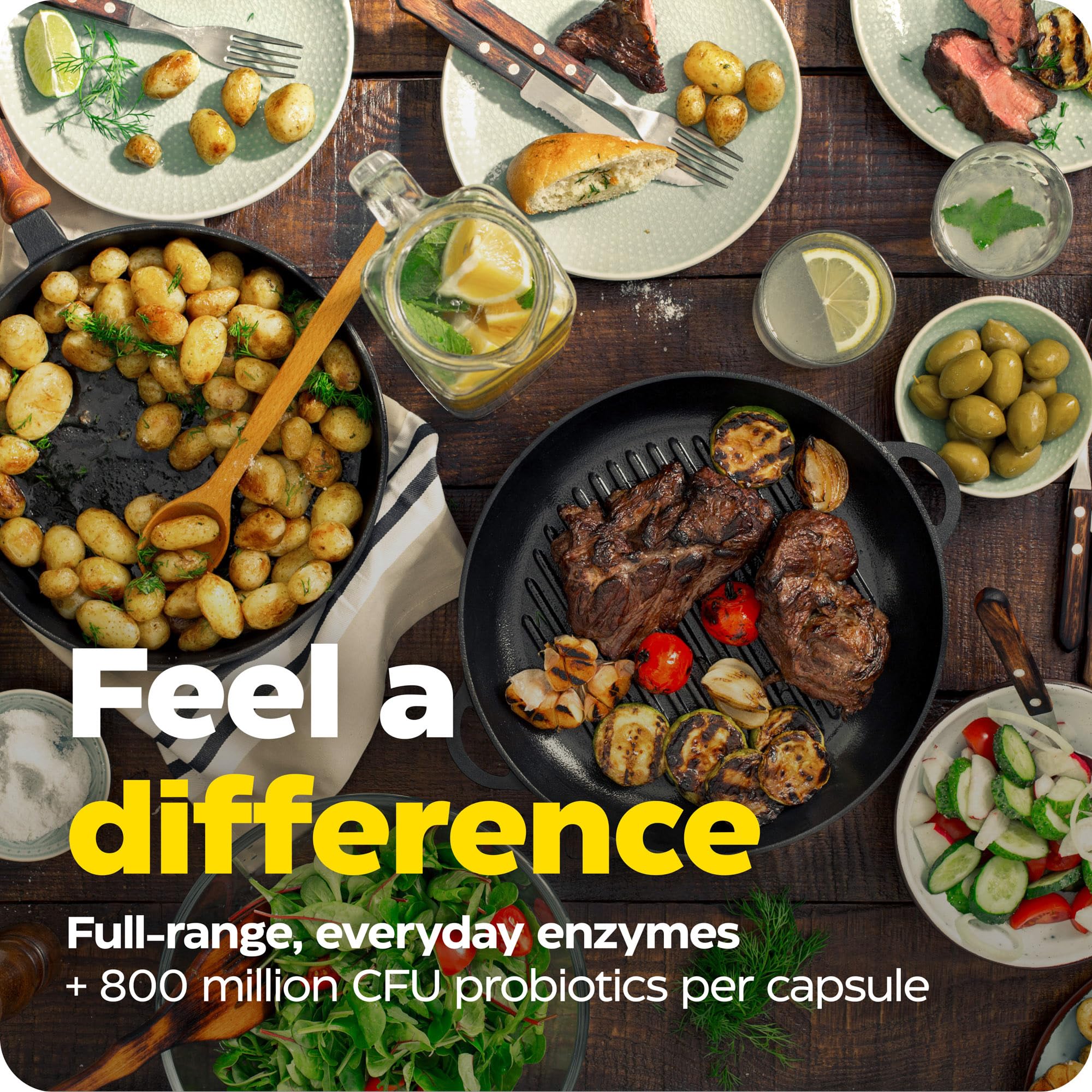 Enzymedica Digest Complete + Probiotics capsule scene, Thera-blend enzymes shown.
