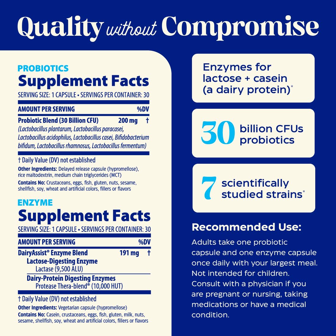 Close-up of Enzymedica Dinner Duo Dairy Control single-serving packets for on-the-go dairy comfort.