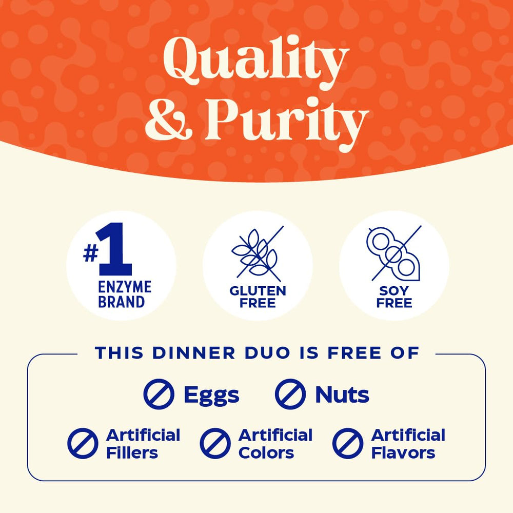Close-up of Enzymedica Dinner Duo label shows 30B CFU and 7 strains.