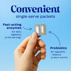 Soy-free Enzymedica Dinner Duo Dairy Control formula with no artificial flavors.
