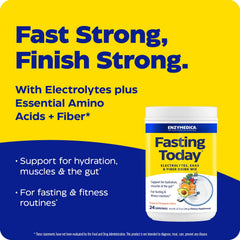 Glass of pineapple-flavored Enzymedica Fasting Today drink shown for refreshing hydration.