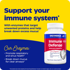 Enzymedica Immune Defense packaging highlights clean labeling and natural ingredients for wellness.