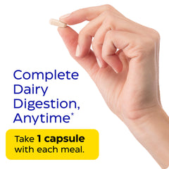 Ingredient list shows lactase protease and lipase enzymes in Enzymedica Lacto.