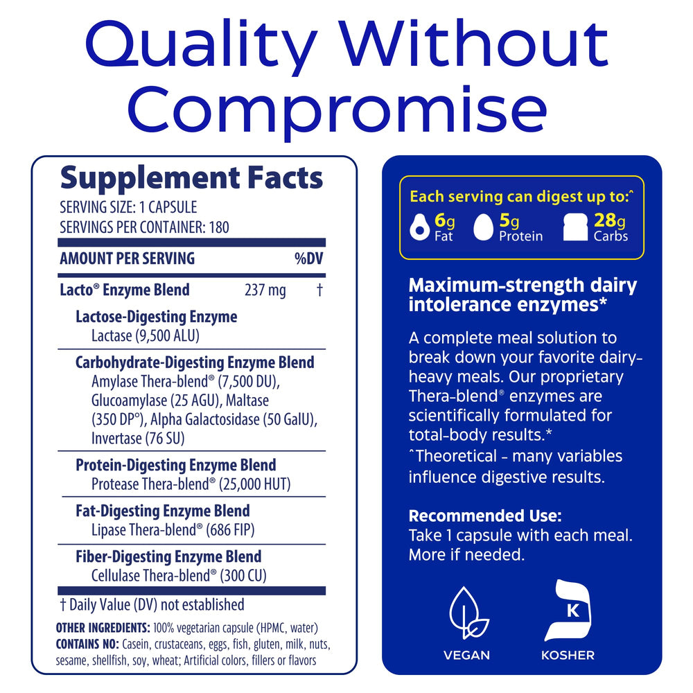 Enzymedica Lacto tablets digestive enzyme closeup for dairy support.