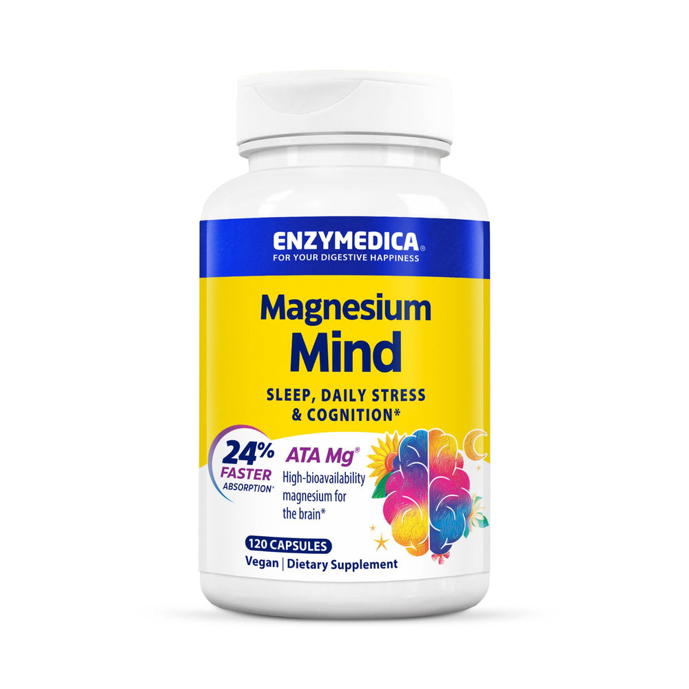Enzymedica Magnesium Mind with ATA Mg bottle front showing design and potential sleep support