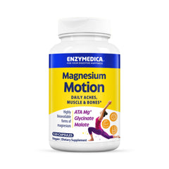 Enzymedica Magnesium Motion bottle front view for daily muscle comfort