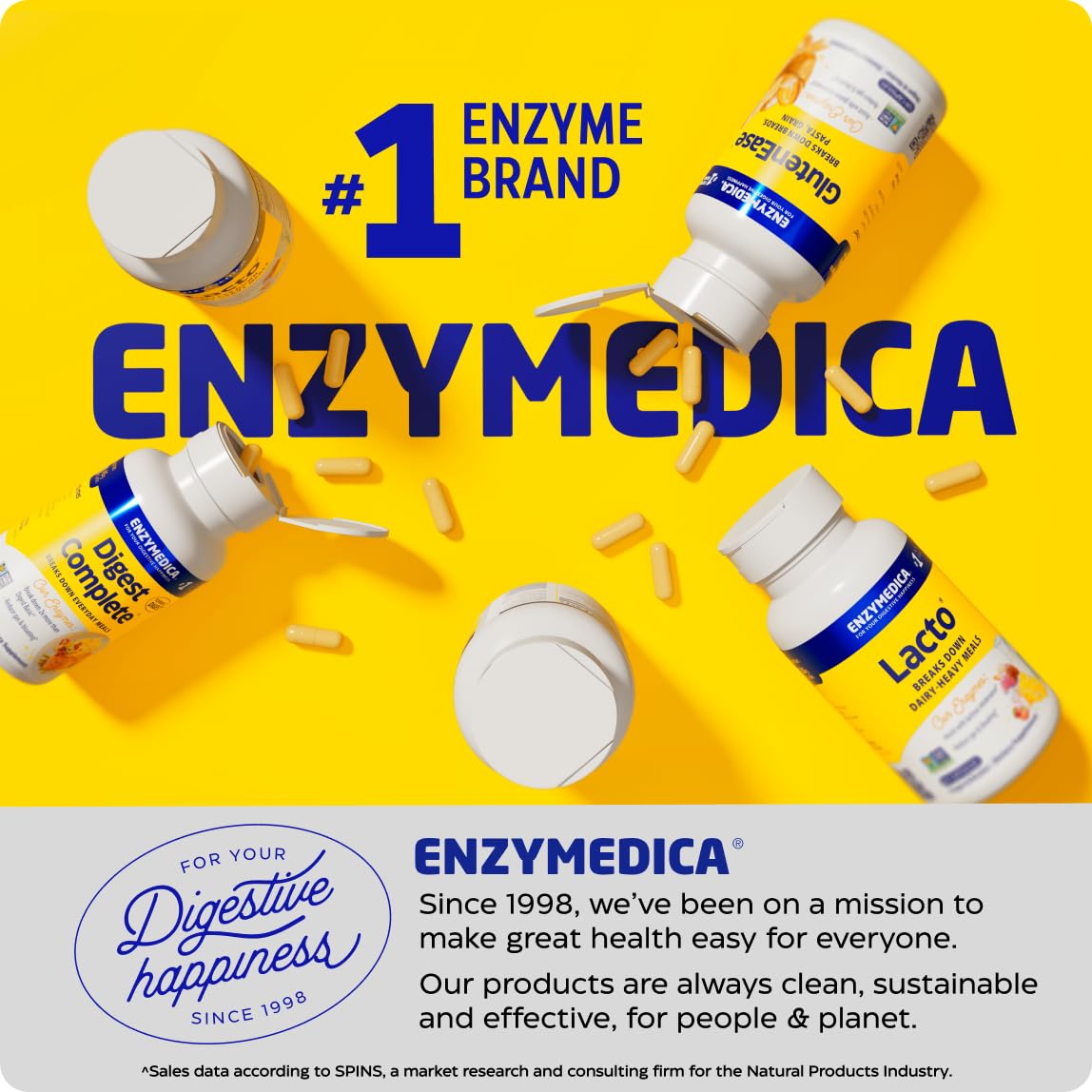 Enzymedica Papaya Enzymes After-Meal use scene suggests convenient digestion aid with meals