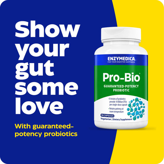 Enzymedica Pro-Bio bottle cap highlights a secure seal preserving potency.