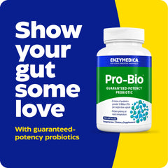 Enzymedica Pro-Bio bottle cap highlights a secure seal preserving potency.