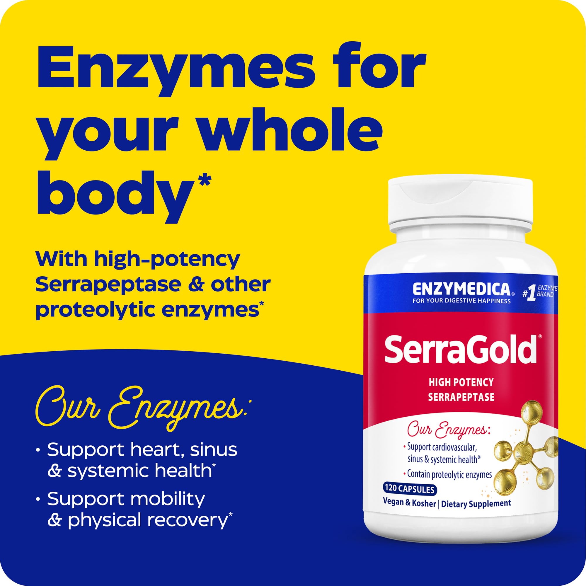 Enzymedica SerraGold capsules offering high-potency serrapeptase for immune and mobility support