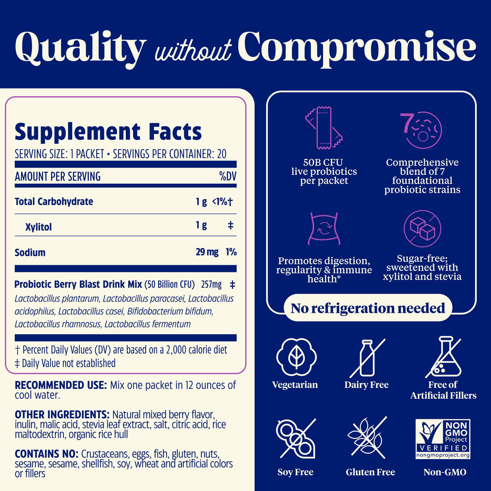 Enzymedica SubCulture Berry Blast packaging on shelf communicates convenient daily probiotic support.
