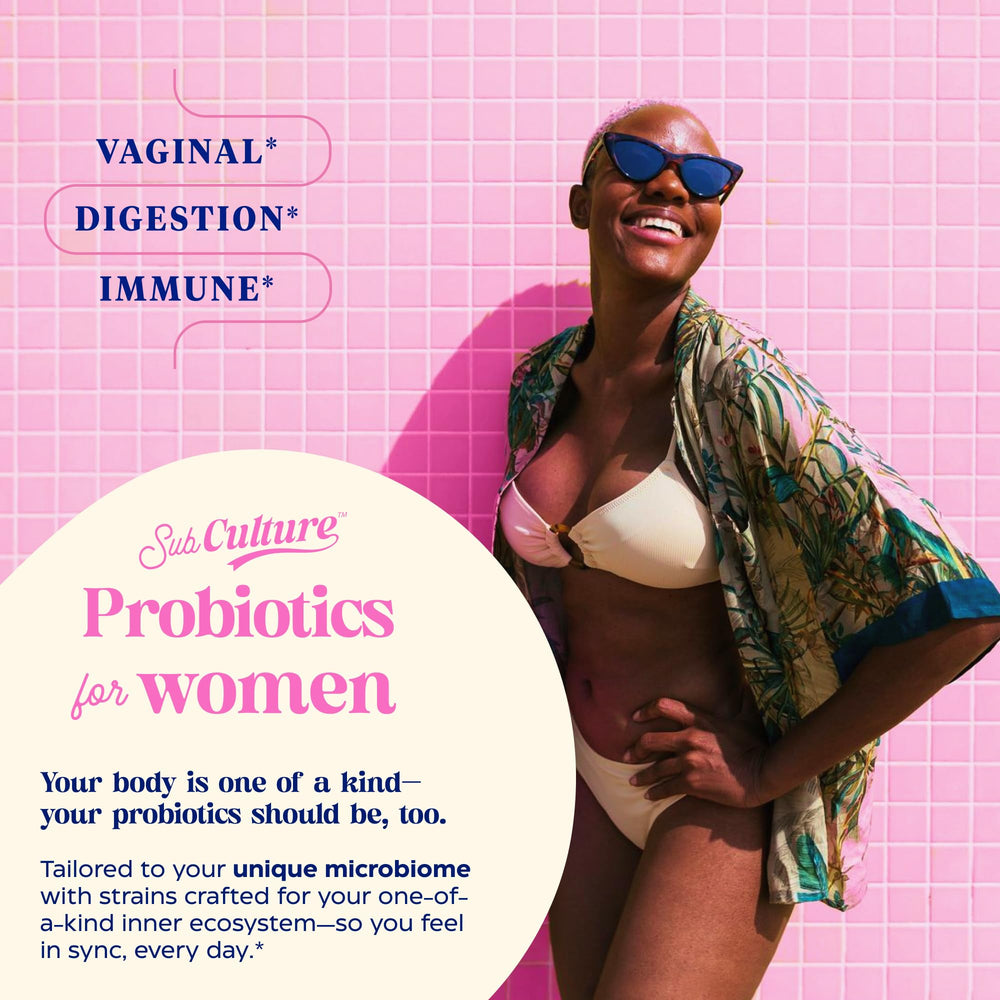Enzymedica SubCulture Probiotics for Women label highlights 50B CFU and seven strains.