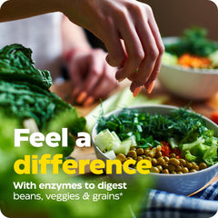 Pouring VeggieGest into a glass for easy meal-time use