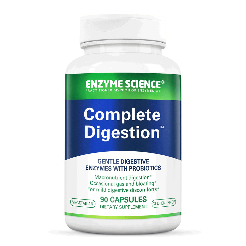 Enzyme Science Complete Digestion bottle with capsules for overall digestive support.