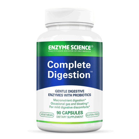 Enzyme Science Complete Digestion bottle with capsules for overall digestive support.