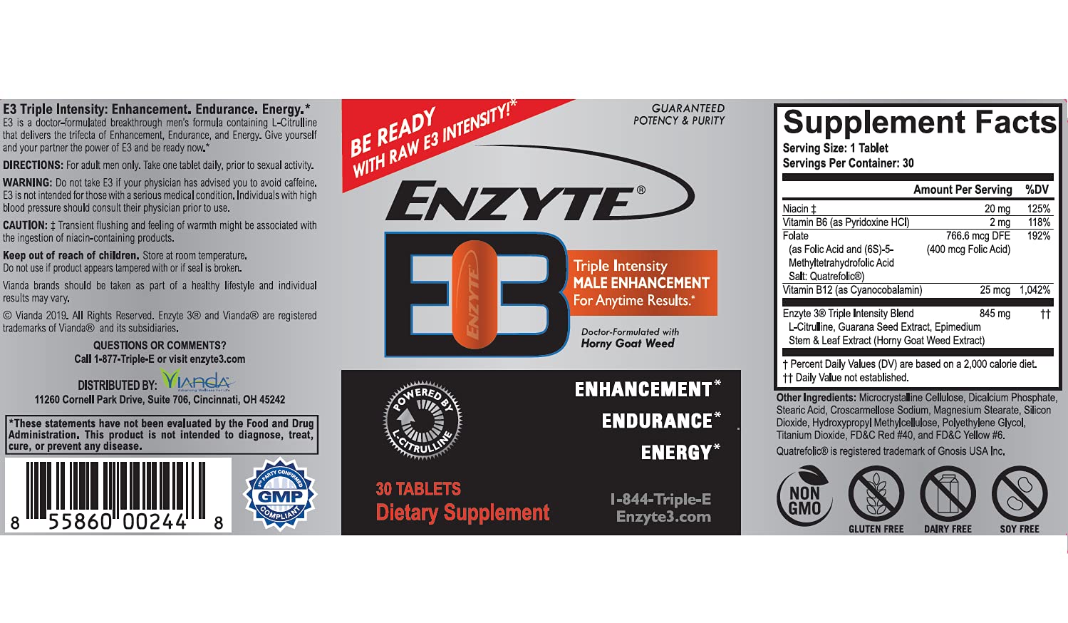 Enzyte MRC Enzyte3 made in USA lab, GMP‑compliant production standards.