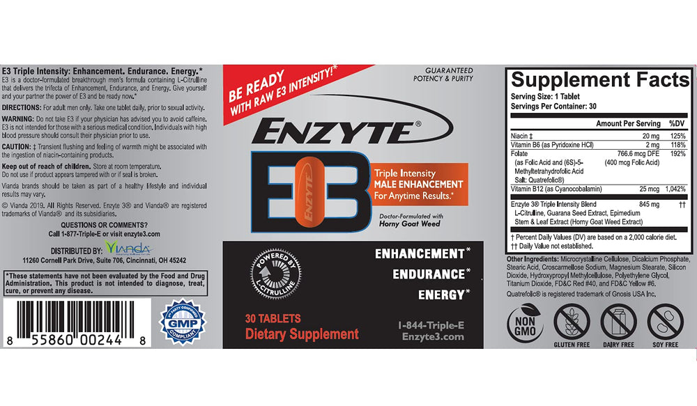 Enzyte MRC Enzyte3 made in USA lab, GMP‑compliant production standards.