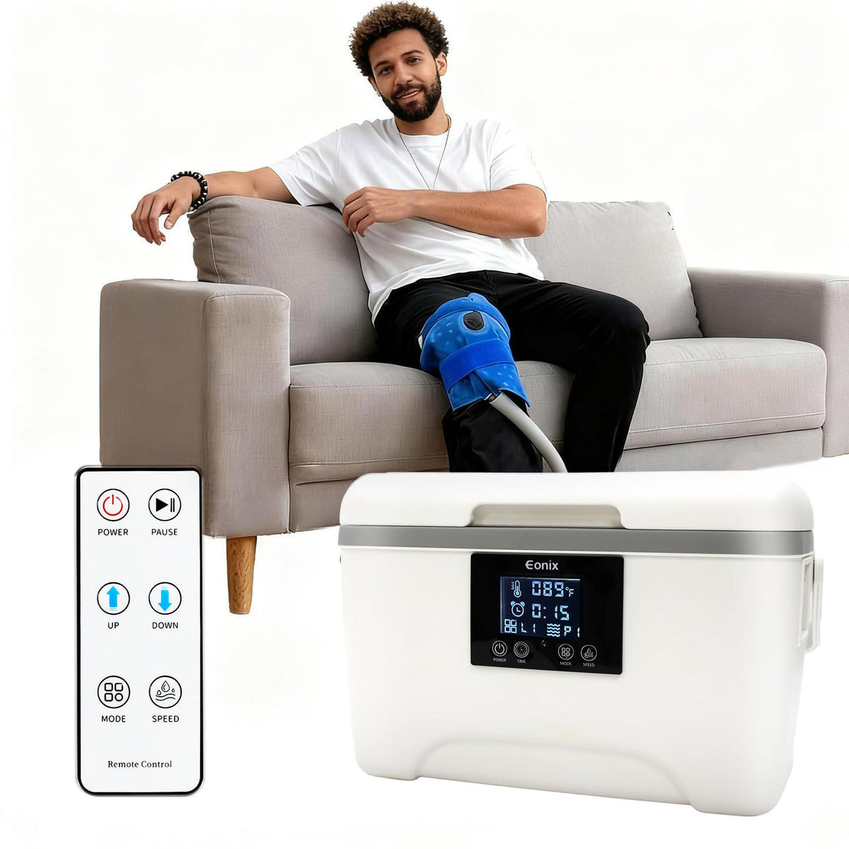 EONIX cold therapy machine front view for targeted knee relief.