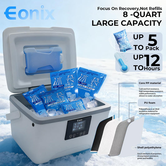 EONIX remote control display with programmable timer and flow options.